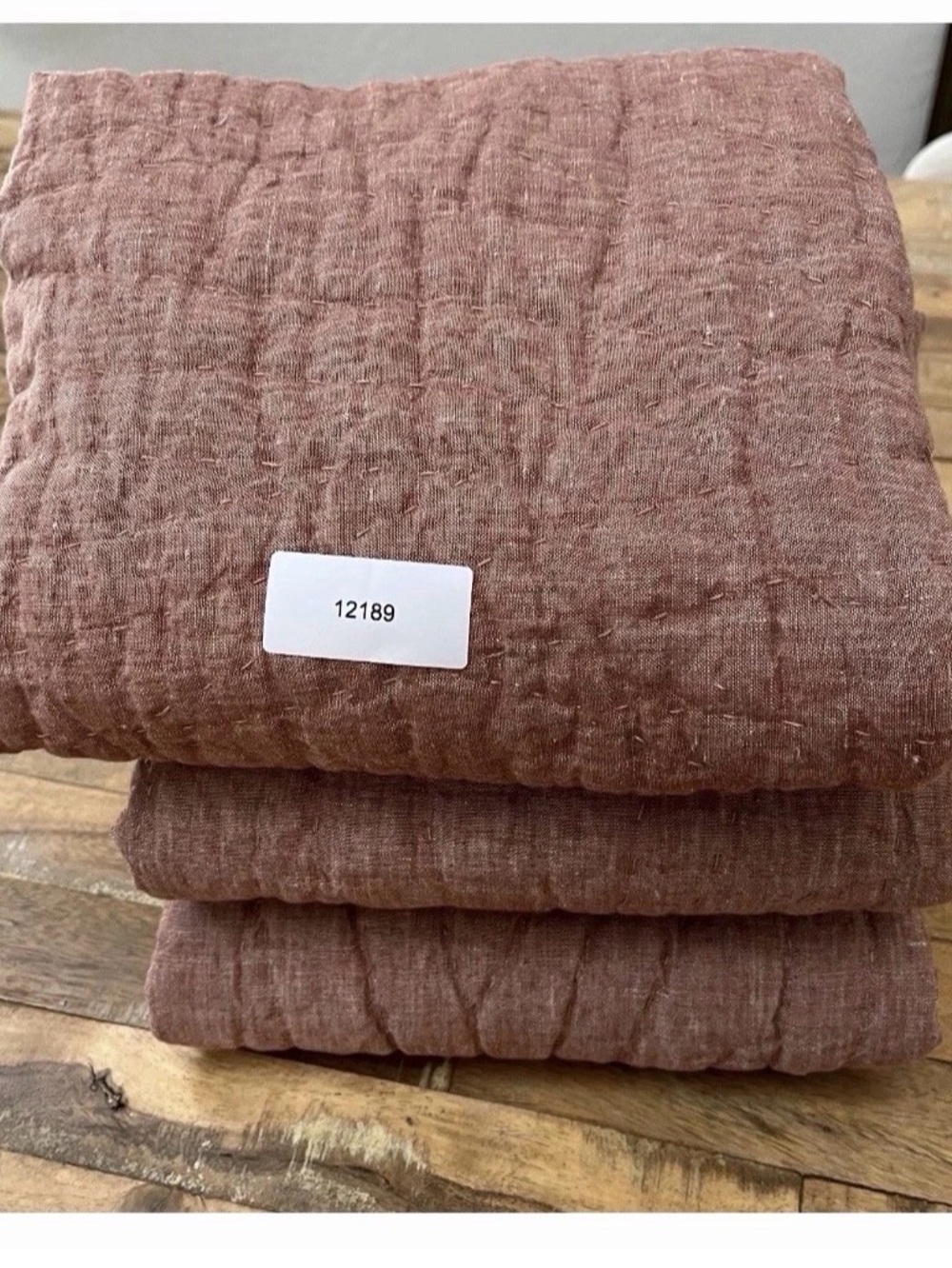 Pottery Barn linen quilted shams purple fig 26 x 26 set of 3